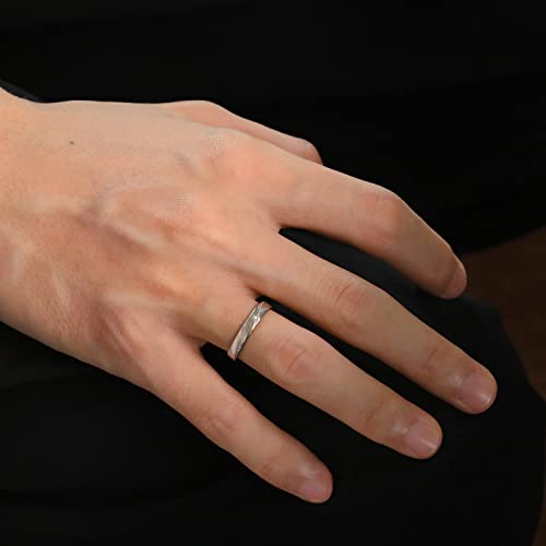 Meissa Sterling Silver Couple Ring Adjustable Personalized Couple Rings For Men And Women Open Back Rings For Wedding Engagement Anniversary Ring Set (3.3Mm (Without Cz Stones)) #TOP4