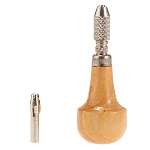 Jojomis Bead Drill Bits Pin Vise with Wood Ball Handle, Precision Jewelry Hole Drilling Tool, Small Handheld Vice with Steel Collets for DIY Crafts