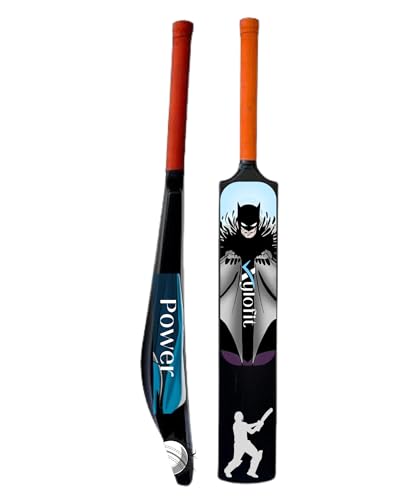 Image of Premium Hard Plastic Bat | Cricket Bat for Men, Women & Children | Lightweight | Full Size | Premium Cricket Wicket Set l 3 Stumps+2 Bails+1 Stand Set | Black