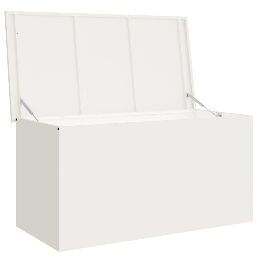 vidaXL Boîte de Rangement Extérieure Blanc 100 x 50,5 x 50 cm Acier, Solution de Rangement pour Jardin et terrasse, boîte résistant aux intempéries, Organisateur métallique Robuste