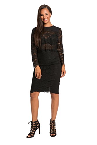 Standards & Practices Modern Women's Black Ponte Lace Panel Zipper Pencil Skirt Size 6 Black #TOP3