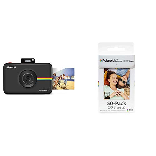 Polaroid Snap Touch Instant Print Digital Camera With LCD Display (Black) w/ Polaroid 2x3-Inch Premium ZINK Photo Paper (30 Pack)