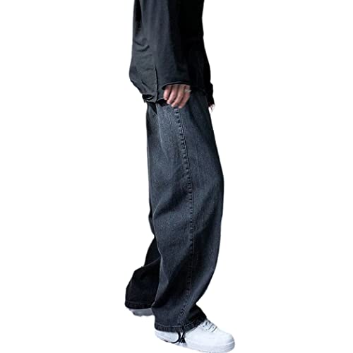 Jean droit ample noir homme WEGUKRI en denim robuste de qualité