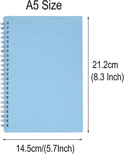 Yansanido Spiral Notebook, 3 Pcs A5 Thick Plastic Hardcover 8Mm Ruled 3 Color 80 Sheets -160 Pages Journals For Study And Notes (Light Pink,Light Green,Light Blue, A5 5.7" X 8.3"-Ruled) #TOP3