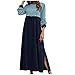 yuwo Maxi abito estivo estivo 2022 a maniche lunghe casual O-collo da donna, Blu, S