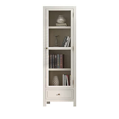 Étagère à Livres Bibliothèque à la maison avec porte en verre Bibliothèque de sol au plafond adaptée à un salon étude de bureau de décoration bibliothèque Étagères Et Bibliothèques(White,S-52*34*175 c
