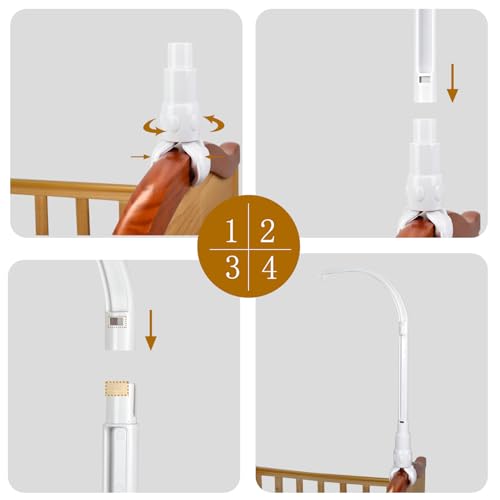 Bras mobile pour berceau de 58 cm ajustable en bois pour chambre bébé - 3