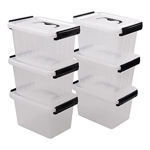 Ordate 3.5 L Petites boîtes de rangement transparentes à loquet, bacs à loquet avec poignées, 6 paquets Cover