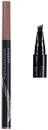 PHOERA 4 Tip Head Eyebrow Tattoo Fork Pen Microblading Brow Enhancer Waterproof (02 - Brunette)