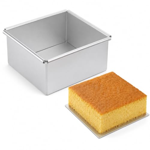Beavorty Square Cake Tin Cake Baking Pan with Removable Bottom Non-Stick Mould for Baking Cheesecake Loose Bottom Tin Oven Safe for Home and Bakery Use
