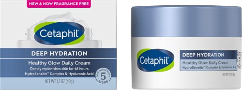 CETAPHIL Deep Hydration Fragrance Free Healthy Glow Daily Face Cream, 1.7 oz, 48Hr Dry Skin Face Moisturizer for Sensitive Skin, With Hyaluronic Acid, Vitamin E & B5, Dermatologist Recommended