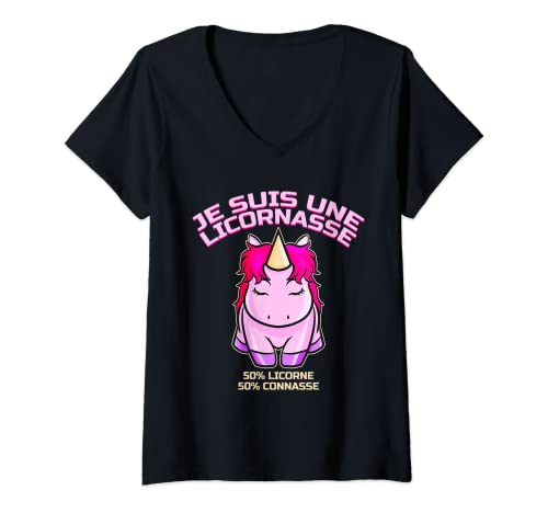 Mujer Je Suis Une Licornasse Drôle Humour Unicorn - Regalo para mujer Camiseta Cuello V