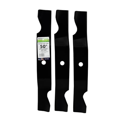 Maxpower 561546B 3 Heavy-Duty Blades for Many 50 in. Cut MTD, Cub Cadet, Troy-Bilt Mowers Replaces OEM #'s 742-04068, 759-04047, 759-4047, 942-04068 Black
