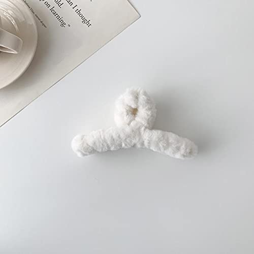 HKD SALES Soft Faux Fleece Fur S Curve Large Hair Clutcher/Hair Barrette Hair Clip/Hair Clips Claw/Clamp/Hair Pin/Fluffy/Hair Accessories, Random Color For Women & Girls Brand: HKD (PACK OF-1) 1