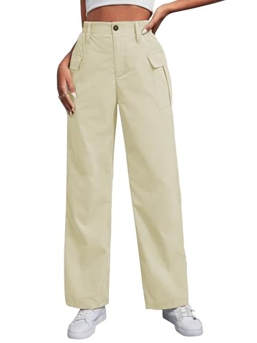 Image of TOPLOT Cotton Solid Multi-Pocket Cargo Pant for Women