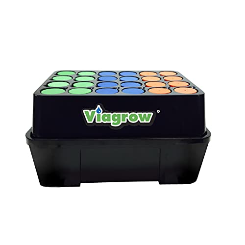 Viagrow® Clone Machine 24-Site Black Plastic Round Indoor/Outdoor Aeroponic Hydroponic System with Lid and Collar Inserts/A Product of The Harvest Company™