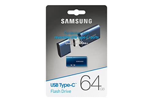 Samsung Type-C™ Usb Flash Drive, 64Gb, Transfers 4Gb Files In 15 Secs W/Up To 300Mb/S 3.13 Read Speeds, Compatible W/Usb 3.0/2.0, Waterproof, 2022,Blue #TOP2