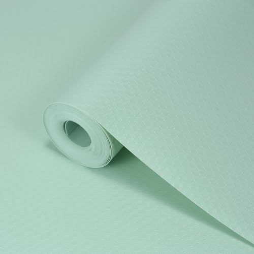 Shelf Liner 45cm x 5M, Yiaxoyia Non-Slip Oil-Proof Cabinet Paper Drawer Liner for Kitchen Cabinet, Refrigerator, Shelves, Storage, Desks, Washable & Non Adhesive (Light Green Dots Pattern)