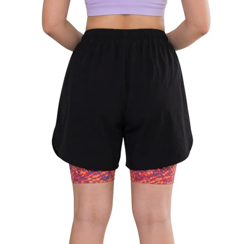 Image of NINQ 2 in 1 Running Sports Shorts for Women with Mobile Phone Pocket Light Weight Quick Dry Fabric for Gym Athletic Workout Running Shorts Lightweight Swim wear