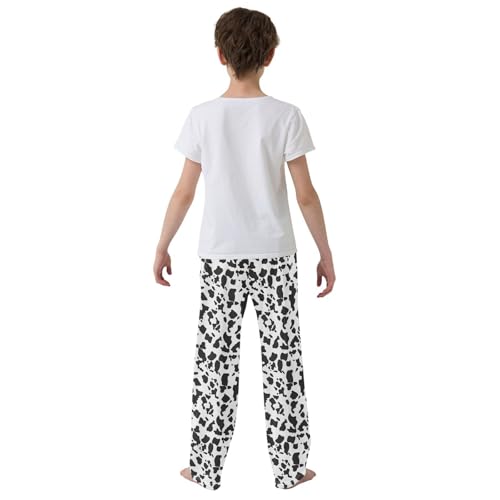 Pajama Pants Black White Cow Print PJ Bottoms Sleepwear Lounge Sleep Pant with Pockets3