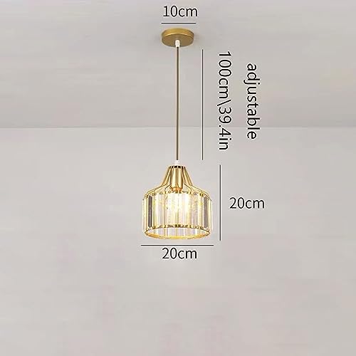 Araña de cristal E26 con lámpara colgante dorada de 20cm regulable para mesita de noche 7