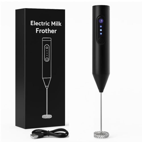 Image of Credex Rechargeable Coffee Frother | Big Battery | 3-Speed Electric Milk Beater | Dual Coil Whisk | Whipped Coffee, Egg Beater, Lassi, Hot Chocolate | 1 Charge = 30 Uses | 1 Year Warranty