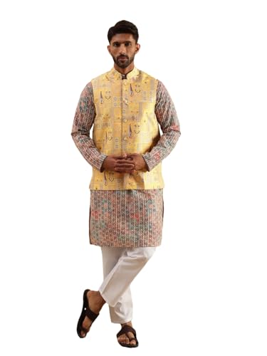 Pyjama kurta de luxe en coton blanc et soie jacquard