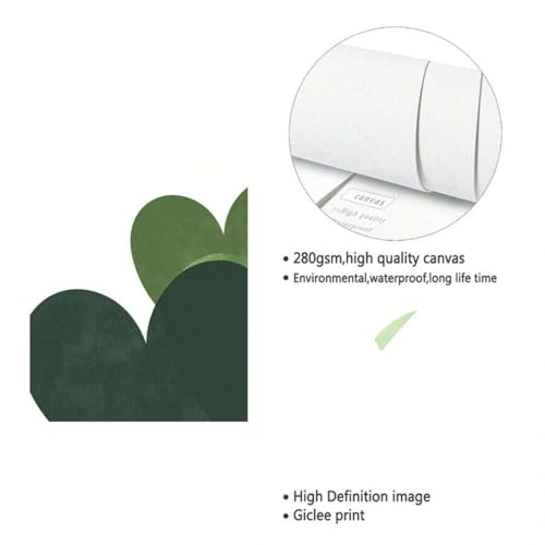 Peintures abstraites cœur vert avec cadre déco murale durable - 5
