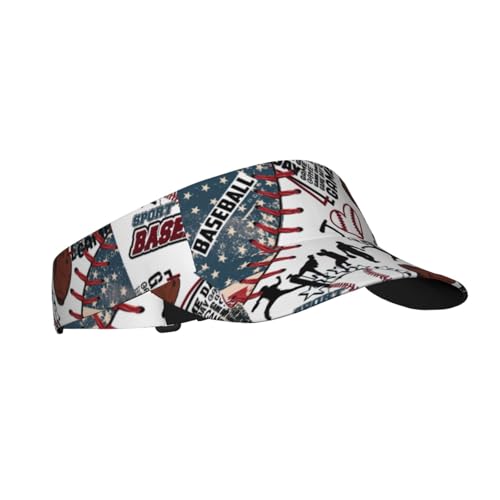 Baseball Print Sun Visor Hats for Women Golf Hat Adjustable Empty Top Baseball Cap for Summer Outdoor Sports