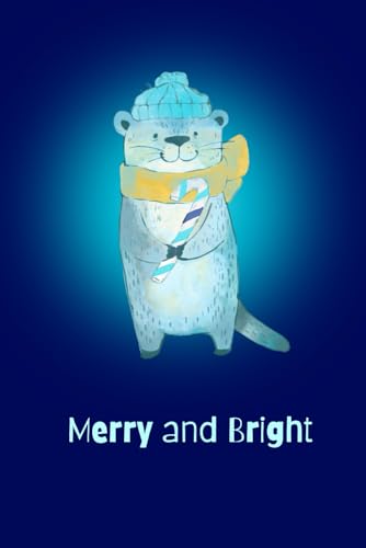 Christmas "Merry and Bright" Otter Journal: Vintage Holiday Season Gift Winter Notebook