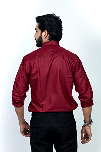 Image of HARPITA Men's Solid Regular Fit Cotton Casual Shirt with Spread Collar & Full Sleeves