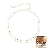 2PCS Gold Waist Chain,Women's Belly Chain,Gold Waist Chain for Women,Gold Plated Layered Belly Chain Adjustable,Go-ld Body Ch-ain,Go-ld Belly Chain,Fashion Ch-ain Be-lts,Swimsuit Jewelry for Women