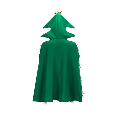 Generisch Weihnachtsbaum Poncho Kostüm Weihnachtsbaum Kostüm Fliege Ball Kapuzenumhang Umhang Party Dekor für Weihnachten Cosplay Party, grün, L