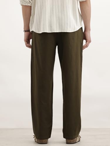 Image of WROGN Men's Linen Blend Trousers | Solid Design | Loose Fit