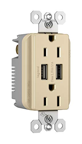 ON-Q Combination Power Outlets Decorator Duplex USB Charger Receptacle Ivory (TM826USBICC6)