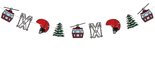 Snowboarding Garland Banner,Cable Car Snowboarding Ski Helmet Garland, Après Ski Bachelorette Party Decorations, Ski Birthday Party Bunting Sign
