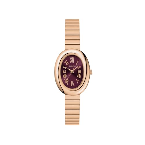 Image of Carlton London Women Daphne Analog Watch, Oval Dial, Stainless Steel Strap, Quartz Movement, Dial, Rose Gold Strap, 30M Water Resistant, Casual Wear |