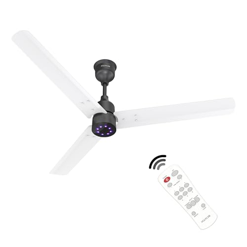 Image of Polycab Wizzy Plus LED 1200mm BLDC Ceiling Fan with remote | BEE 5 Star Rated, Higher Air Delivery|LED Indicator,Reverse,Boost,Sleep and Breeze Mode |3 Years Warranty (White Black)