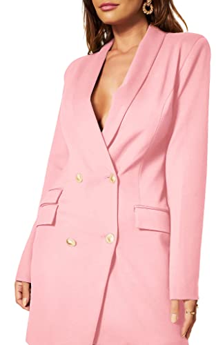 Image of UNIQUE 21 Women Luxe Stain Breasted Asymmetric Blazer Dress - Ladies Elegant Casual Work Office Events Blazer Dresses