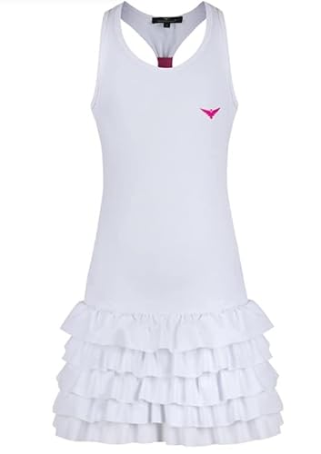 Bace Girls Tennis Dress With Shorts Girls Golf Dress Ruffles Dress White Pink Sports Dress For Kids Frilly Skirt (White, 9-10 Years) #TOP1
