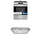 Cosmo 2-Piece Kitchen Package, 30" Freestanding Gas Range with Single Oven and 30" Under Cabinet Range Hood