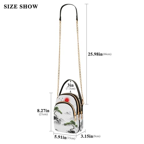 Women's Shoulder Purses Quilted Cell Phone Wallet Chain Purse Prints Zipper Ladies Clutch Satchel Traditional Landscape Mountains3