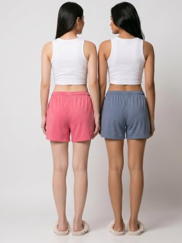 Image of Fflirtygo Women's Cotton Shorts | Sports and Running | Gym Workout and Yoga | Regular Fit Shorts for Women Combo (Pack of 2)
