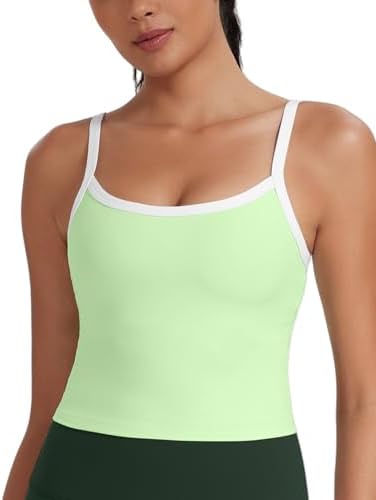 HeyNuts Vintage Color-Block Strappy Crop Tank Top for Womens, Cut...