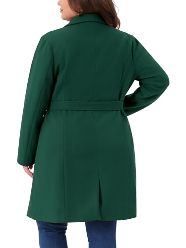 Agnes Orinda Plus Size Winter Coats for Women Lapel Single Breasted Belted with Pocket Pea Coats Trench Coats4