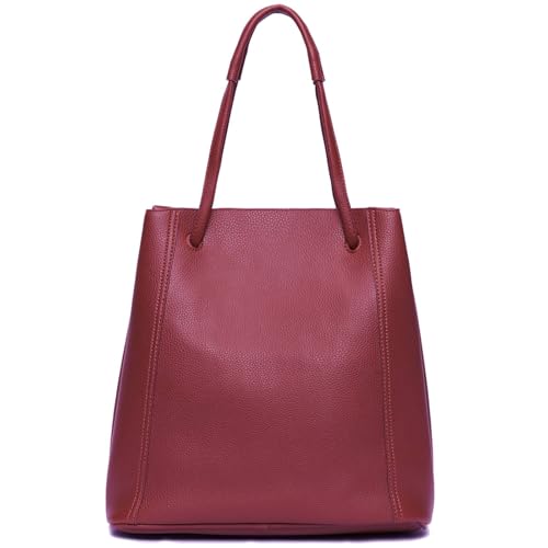 Image of Tote Bag for Women Genuine Leather Work Bag Casual Shoulder Handbags with Adjustable Strap