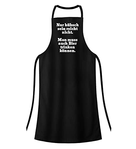 Tablier de barbecue noir taille unique avec message humour bière