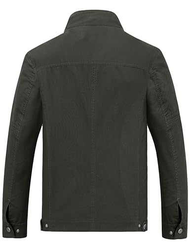 Image of Wantdo Men's Cotton Lightweight Military Jacket Casual Windbreaker | Stand Collar,5 Pockets,Windproof,Snap Cuffs,Spring Fall Daily Commute Work Outdoor Wear,Regular Fit,Versatile Outerwear