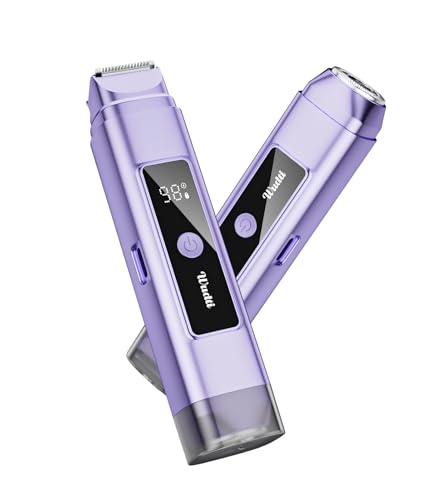 Image of Bikini Trimmer for Women Electric Razors, Electric Razor 2 in 1 Shaver Pubic Hair, LED Display with IPX7 Waterproof - Rechargeable Lady Trimmer for Underarm Body Leg Face - Cobalt Blue