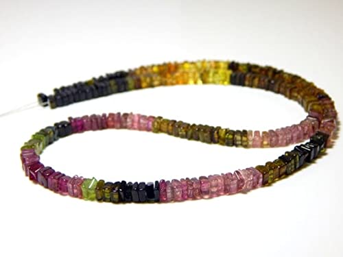 Tourmaline Heishi perles carrées lisses 3.3x4.4mm pierre naturelle pour création bijoux DIY